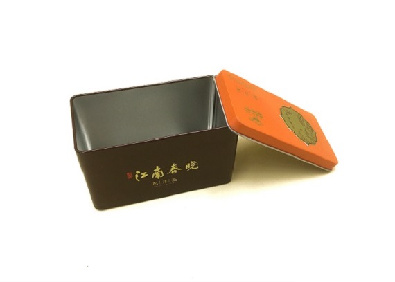 Beautiful rectangular tin box for tea