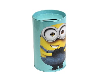 Cylindrical tin can for coin bank