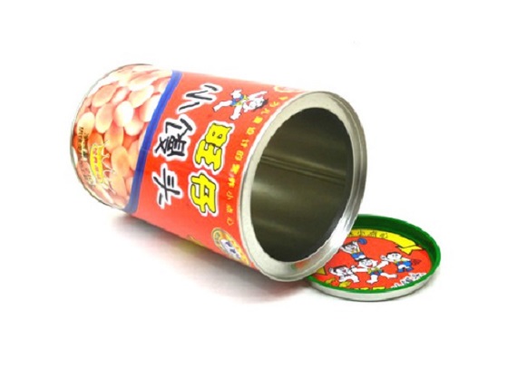 Classic colorful round tin can for food