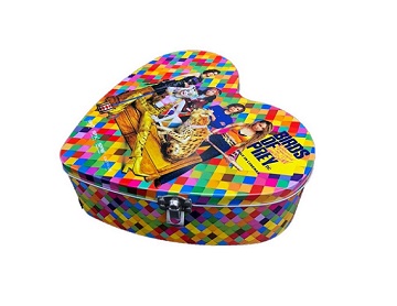 230x205x80mm heart shape handle tin box with colorful printing