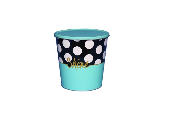 2.4L popcorn tin bucket candy bucket with flat lid