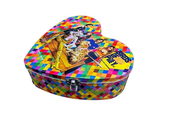 factory hot sale heart shape metal handle tin box with lock