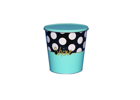 0.6 gallon popcorn tin bucket with metal lid